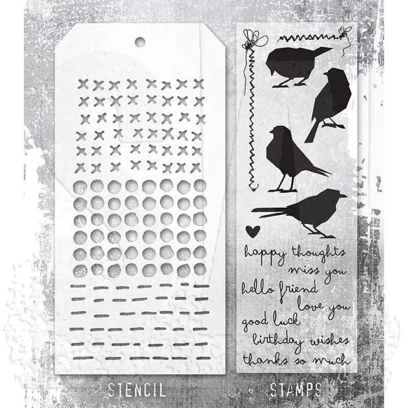 Shilhouette Birds Tim Holtz Mixed Media Set Stencil Clear Stamps Stampers Anonymous 1