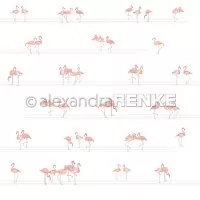 Flamingos auf Linien - Scrapbooking Paper - 12"x12 - Alexandra Renke