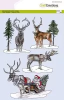Sleigh with Santa Claus and Reindeer - Clear Stamps - Craft Emotions