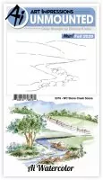 WC Stone Creek Scene - Watercolor Clear Stamps - Art Impressions