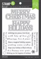 Christmas Holidays Stamp & Cut - Clear Stamps + Die Combo - Hero Arts