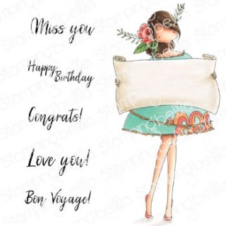 Curvy Girl With a Sign - Rubber Stamps - Stamping Bella