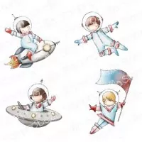 Stampingbella Tiny Townie Astronaut Rubber Stamps