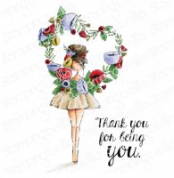 Curvy Girl With a Heart Wreath - Rubber Stamps - Stamping Bella