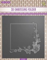 3-D Embossing Folder - Square Frame with Blossom - Nellie Snellen