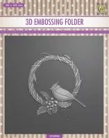 3-D Embossing Folder - Square Christmas Bird - Nellie Snellen