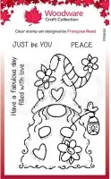 Flower Power Gnome - Clear Stamps - Woodware Craft Collection