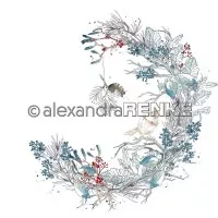 Florale Weihnachten Winterkranz mit Vogel - Alexandra Renke - Scrapbooking Paper - 12"x12"