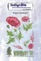 Poppy Landscape - Red Rubber Stamp A6 - IndigoBlu