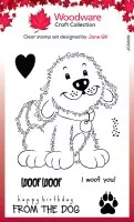 Fuzzy Friends - Parker The Puppy - Clear Stamps - Woodware Craft Collection