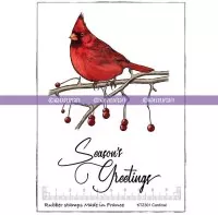 Cardinal Season's Greetings - Rubber Stamp - Katzelkraft