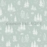 Schneebedeckter Tannenwald auf Jaspisgrün - Scrapbooking Paper - 12"x12" - Alexandra Renke