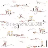 Farbkleckse mit Pinsel und Tuben - Scrapbooking Paper -12"x12" - Alexandra Renke