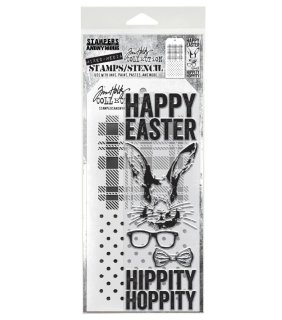 Hipster Bunny - Tim Holtz Mixed Media Stamps & Stencil Set - Stampers Anonymous