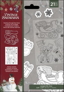 Vintage Snowman - Dashing through the Snow - Clear Stamps + Dies - Crafters Companion