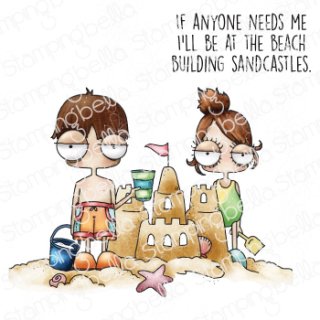 Mini Oddballs Building a Sandcastle - Rubber Stamps - Stamping Bella
