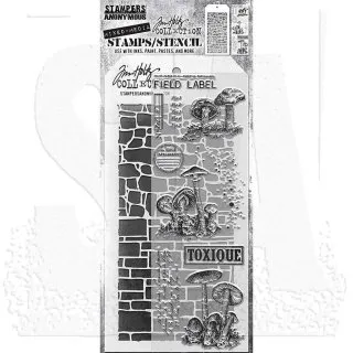Tiny Toadstools - Tim Holtz Mixed Media Stamps & Stencil Set - Stampers Anonymous