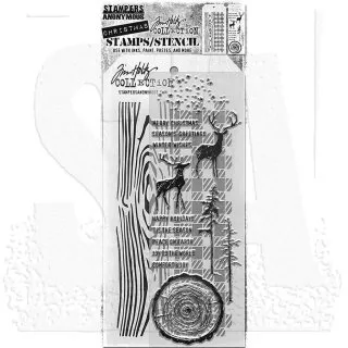 Great Outdoors Tim Holtz Mixed Media Set Stencil Clear Stamps Stampers Anonymous