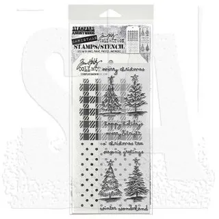 Scribbly Christmas Tim Holtz Mixed Media Set Stencil Clear Stamps Stampers Anonymous