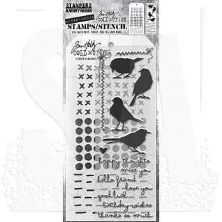Shilhouette Birds - Tim Holtz Mixed Media Stamps & Stencil Set - Stampers Anonymous
